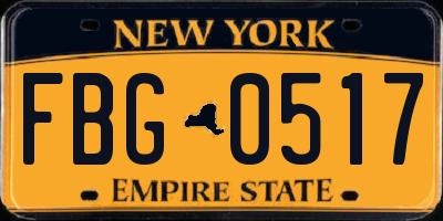 NY license plate FBG0517