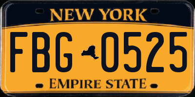 NY license plate FBG0525