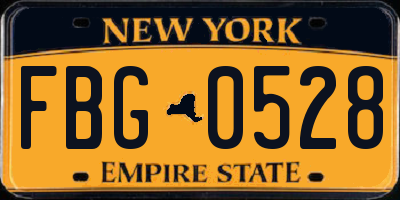 NY license plate FBG0528