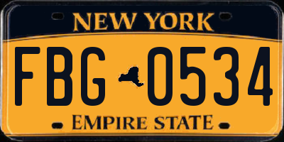 NY license plate FBG0534