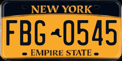 NY license plate FBG0545