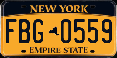 NY license plate FBG0559