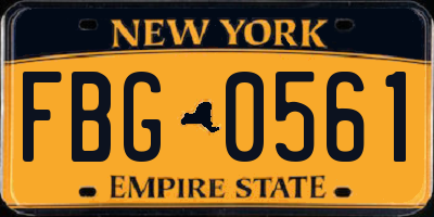 NY license plate FBG0561
