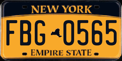 NY license plate FBG0565