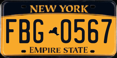NY license plate FBG0567