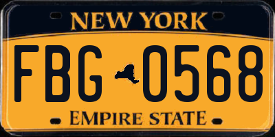 NY license plate FBG0568