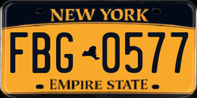 NY license plate FBG0577