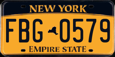 NY license plate FBG0579