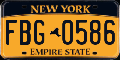 NY license plate FBG0586