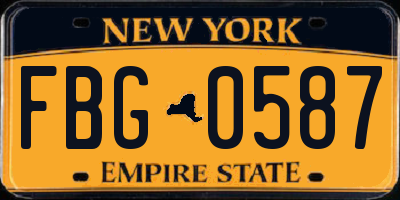 NY license plate FBG0587