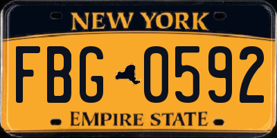 NY license plate FBG0592