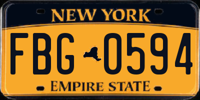 NY license plate FBG0594