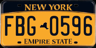 NY license plate FBG0596