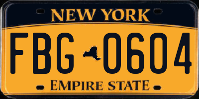 NY license plate FBG0604