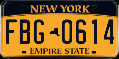 NY license plate FBG0614