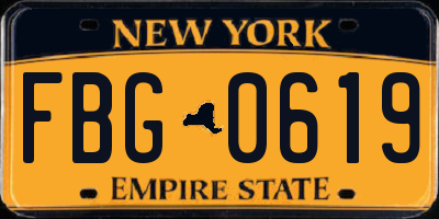 NY license plate FBG0619
