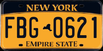 NY license plate FBG0621