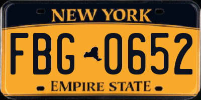 NY license plate FBG0652