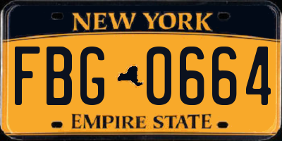 NY license plate FBG0664