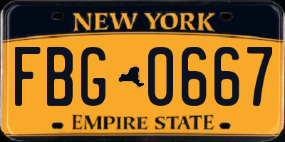 NY license plate FBG0667