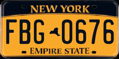NY license plate FBG0676