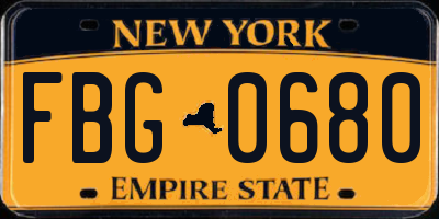 NY license plate FBG0680