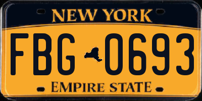 NY license plate FBG0693