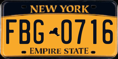 NY license plate FBG0716