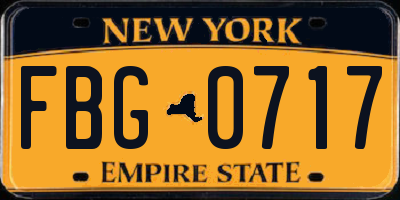 NY license plate FBG0717