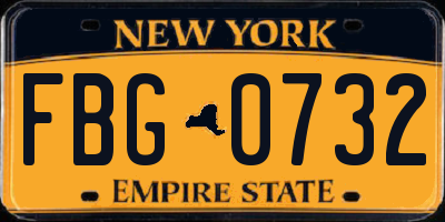 NY license plate FBG0732