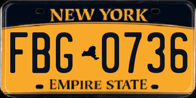 NY license plate FBG0736