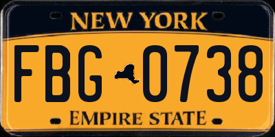 NY license plate FBG0738