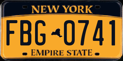 NY license plate FBG0741