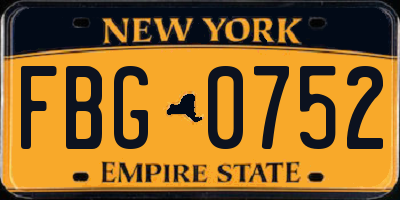 NY license plate FBG0752