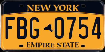 NY license plate FBG0754