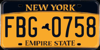 NY license plate FBG0758
