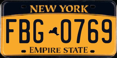 NY license plate FBG0769