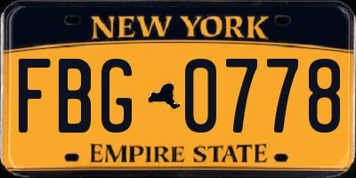 NY license plate FBG0778