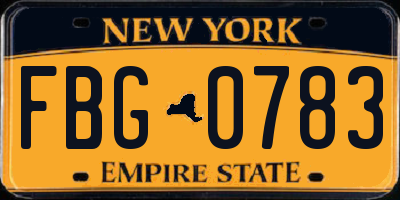 NY license plate FBG0783