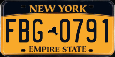 NY license plate FBG0791