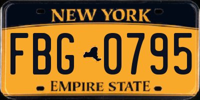 NY license plate FBG0795