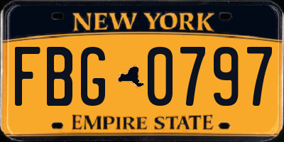 NY license plate FBG0797