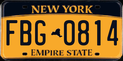 NY license plate FBG0814