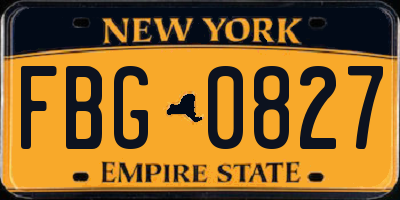 NY license plate FBG0827