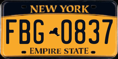 NY license plate FBG0837