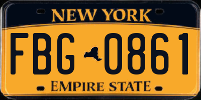 NY license plate FBG0861