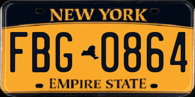 NY license plate FBG0864