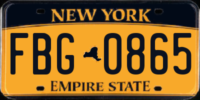 NY license plate FBG0865