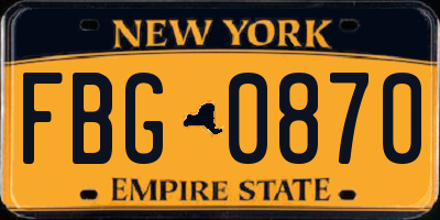 NY license plate FBG0870