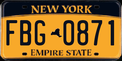 NY license plate FBG0871